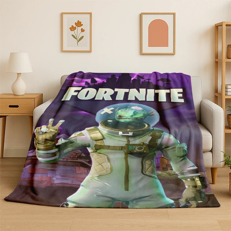 Mekana i topla flanelska deka s motivom Cartoon F-Fortnite Game Gamer, prekrivač za spavaću sobu, dnevni boravak, krevet, putovanja, kampiranje, piknik i poklon