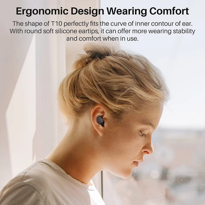 TOZO T10 Bluetooth 5.3 Earphones, Wireless Headphones, AI Enhanced Calling With Deep Bass, IPX8 Waterproof Earbuds, 45H Play