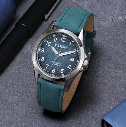 BERNY Automatic Watch Men  ST2130 Luminous Mechanical Wristwatch Sapphire Waterproof 10ATM Top Brand Luxury Watch for Men
