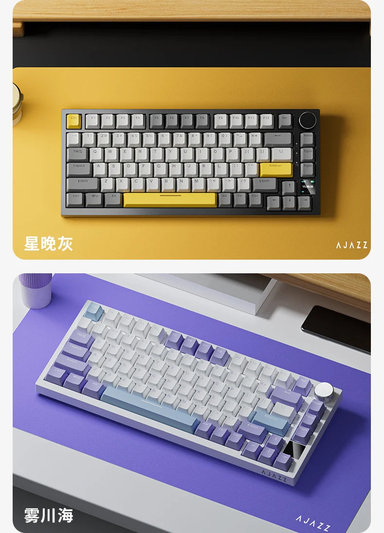 AJAZZ AK820 Mechanical Keyboard 70% Compact Wireless Keyboard, Tri-Mode Bluetooth RGB Hot-Swappable Mechanical Keyboard for PC, Mac & Laptop