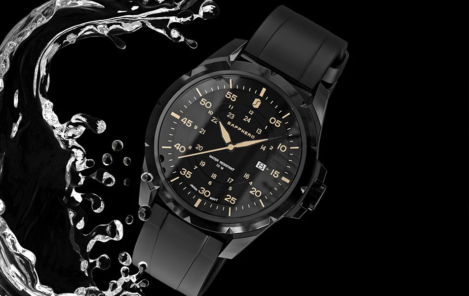 Relógio para homem SAPPHERO – Relógio de quartzo de luxo, resistente à água até 50 m, equipado com um mecanismo importado e uma caixa em aço inoxidável – Uma ideia de presente ideal para homem.