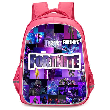 16 Inch Fortnite Cartoon Backpack Unisex for Boys Girls with Dual Zippers Large Capacity Lightweight Student Backpack