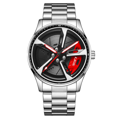 LIGE luxe herenhorloge – Model met draaibare wijzerplaat, waterdicht, van roestvrij staal, met verlichte display – Cadeautip voor mannen (Halloween)