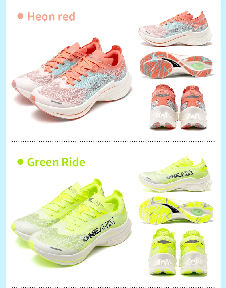 ONEMIX Carbon Plate Running Shoes for Men Shock Absorption Ultra-light Sports Shoes Rebound Outdoor Women Marathon Sneakers