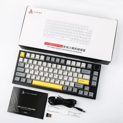 Ajazz AK820 Pro 75% Gasket-mounted Wired/Bluetooth 5.1/2.4G Wireless Mechanical Keyboard with TFT Screen for Win/Mac