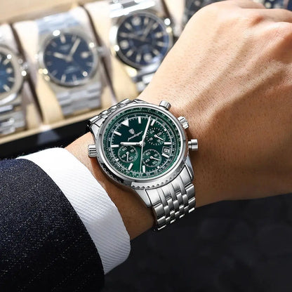 POEDAGAR luxury men’s watches Date chronograph in stainless steel Sport men’s watch, water-resistant, luminous Quartz military-style men’s watch