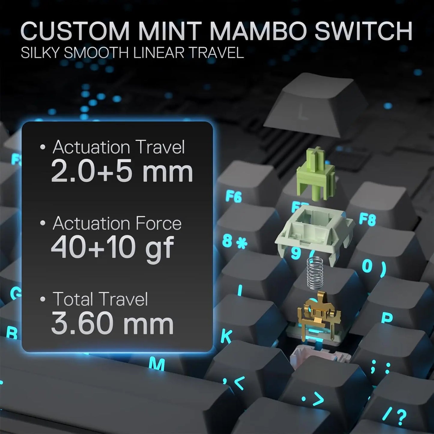 Redragon K707 PRO GB 80% Gasket RGB Gaming 3-Modes Wireless TKL Mechanical Hot-Swap Noise Dampening Keyboard, Mint Mambo Switch