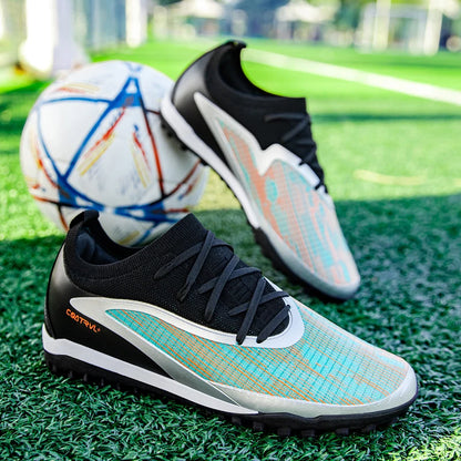 Neue Herren-Fußballschuhe für draußen, atmungsaktive Fußballschuhe für Erwachsene mit rutschfester Sohle, lange Stollen, Sportschuhe für Training, Jungen und Spiel, komfortabel