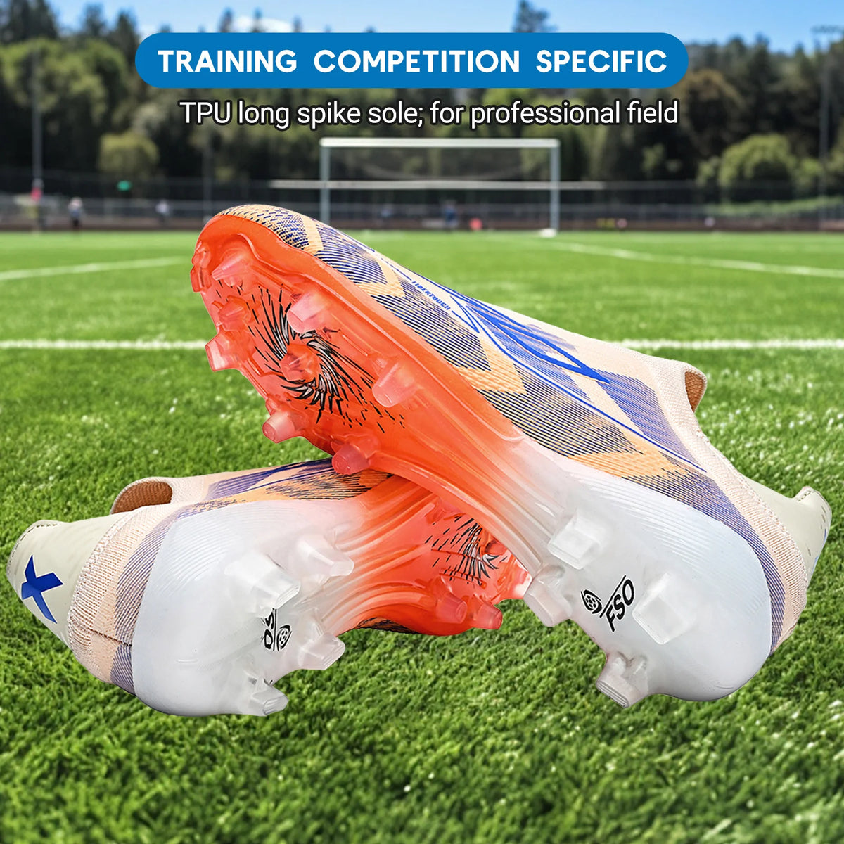 AG/FG Soccer Cleats for Men Women Kids Youth PU Fabric Upper TPU Sole Non-Slip Wear-Resistant for Natural Grass Sports Pitch Tra