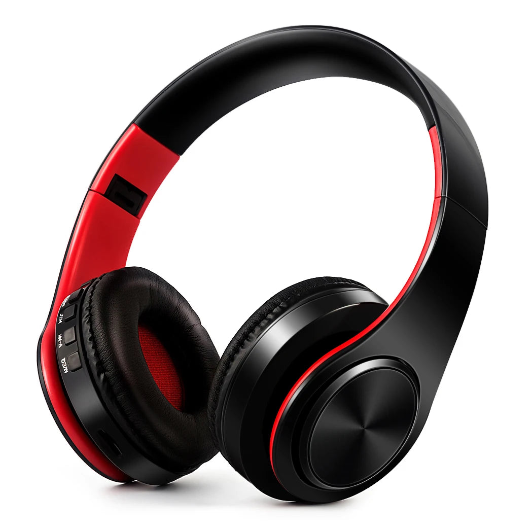 Casque Bluetooth sans fil stéréo AYVVPII avec radio FM et prise en charge de la carte SD avec micro pour téléphone portable Iphone Sumsamg tablette MP3