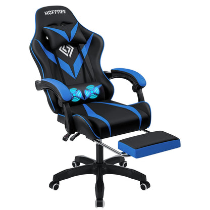 200Lbs Load Gaming Chair with Massage Ergonomic Computer Chair Footrest and Lumbar Support Reclining PC Chair Adjustable Armrest