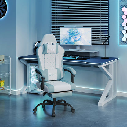 Silla de ordenador giratoria WOLTU con función de masaje, silla de oficina ergonómica con almohada y reposapiés, silla gaming ajustable en altura