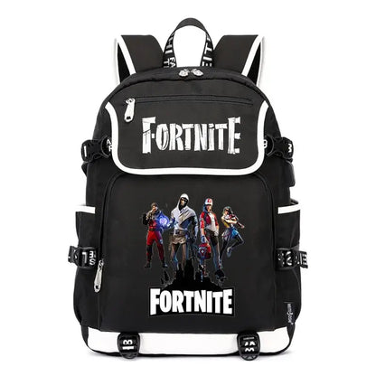 Zaino Fortnites di grande capacità, borsa casual a tracolla con porta USB, unisex, stile anime, cartella per studenti, nuovo regalo di cancelleria elegante