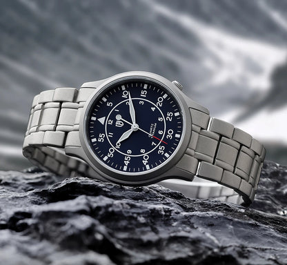 BERNY Titanium herenhorloge met kwartsmechanisme, AR-coating, saffierglas, modieus polshorloge, lichtgevend, VH31, ultradun polshorloge, waterdicht tot 5 ATM