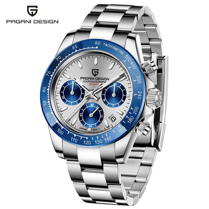 Montre pour homme PAGANI DESIGN – Modèle à cadrans colorés, montre-bracelet à quartz de luxe, chronographe équipé d'un mouvement