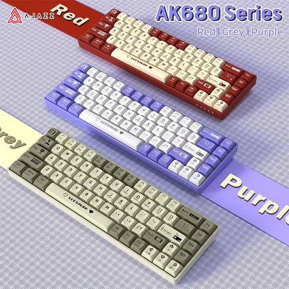AJAZZ AK680 65% Wireless Mechanical Keyboard ABS Keycap Hot Swap Gamer Keyboard Custom Gasket Gaming Accessories for Pc Laptop