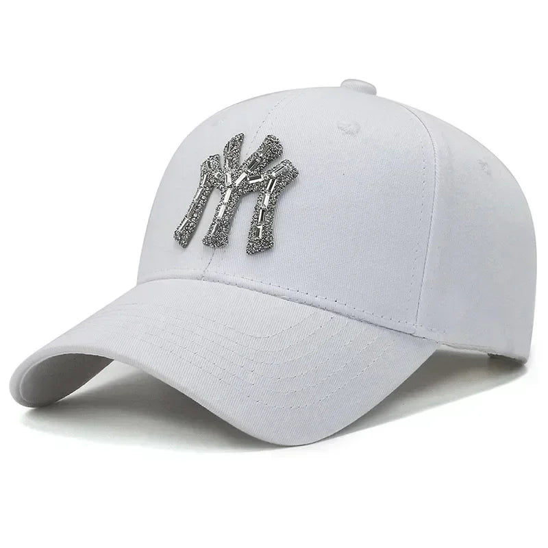 MY Rhinestone-kasket til kvinder – forår og efterår – streetwear, casual, udendørs, Duck Tongue-kasket, mode, alsidig baseballkasket, solskærm