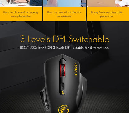 Silent 2.4G USB Wireless Mouse Battery Style Optical Tracking Computer Mice Receiver Soundless Mice For Office Laptop iPad Mac