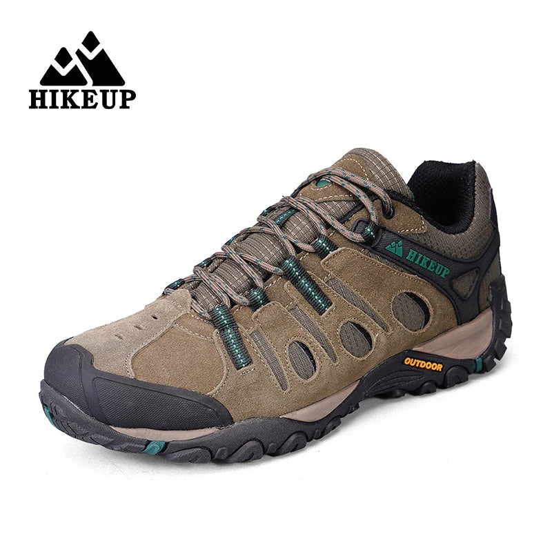 HIKEUP Hiking Shoes Men's Winter Climbing Trekking Sneakers for Men Leather Breathable Outdoor Anti-Skid Sports Work Shoes