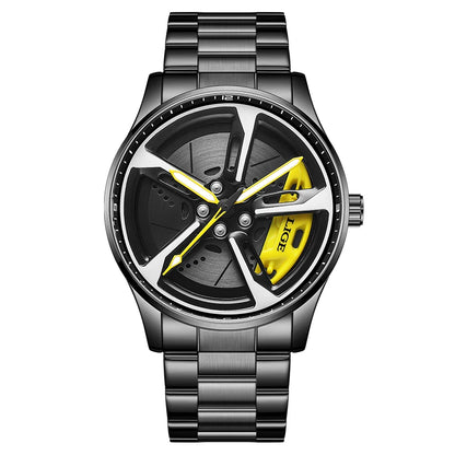 LIGE luxe herenhorloge – Model met draaibare wijzerplaat, waterdicht, van roestvrij staal, met verlichte display – Cadeautip voor mannen (Halloween)