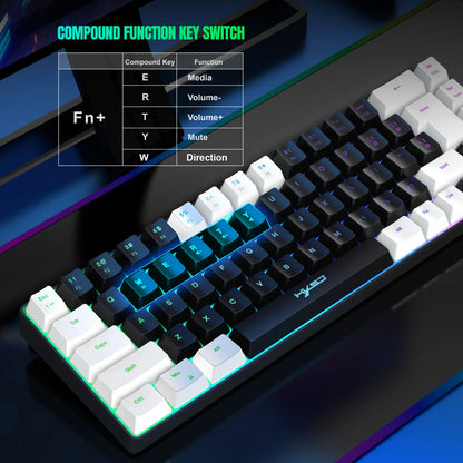 68 Keys Gaming Keyboard USB Wired RGB Gaming Keyboard with 20 Backlight Modes, Compact Mini Gaming Keyboard for Windows PC Laptop Desktop