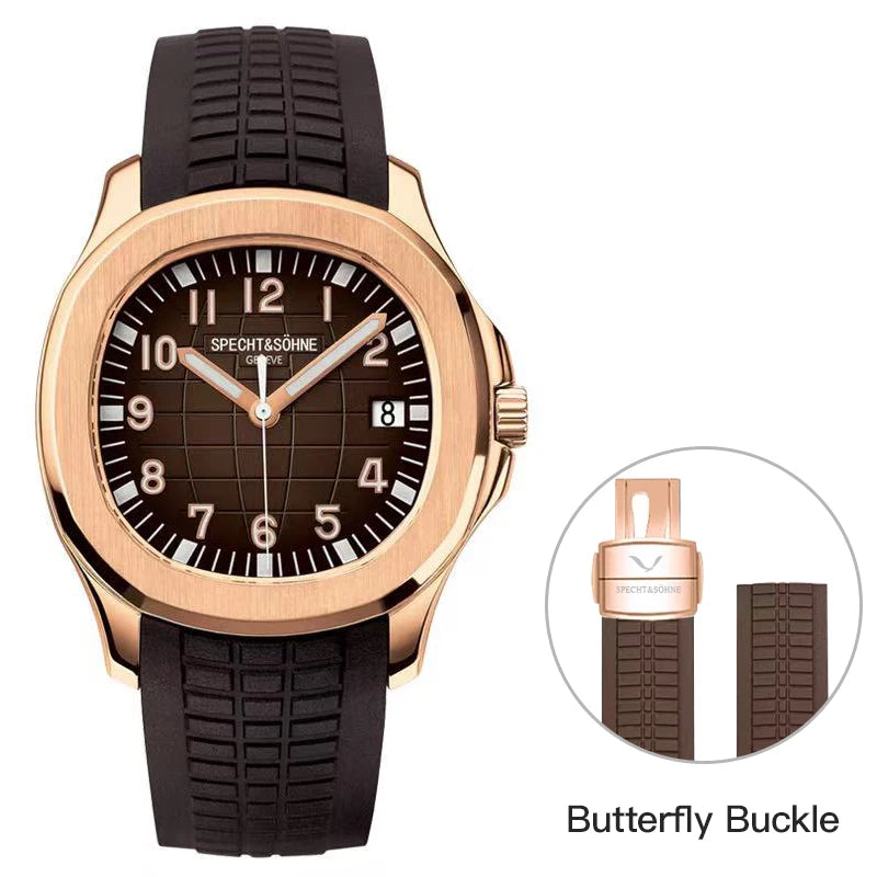 Specht&Sohne Brand Automatic Mechanical Watches Sports Wristwatches Green Sapphire Luminous 50M Waterproof  Relogio Masculino