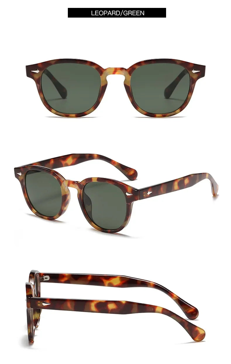 JNPCXI Quality New Retro Round Sunglasses Women Fashion Rivets Decoration Shades UV400 Men Punk Leopard Sun Glasses