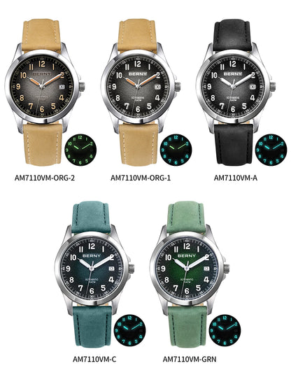 BERNY Automatic Watch Men  ST2130 Luminous Mechanical Wristwatch Sapphire Waterproof 10ATM Top Brand Luxury Watch for Men