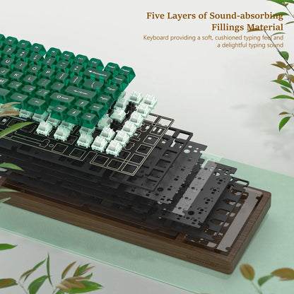 Womier WD75 QMK/VIA Gaming-Tastatur aus Holz, 8000mAh, kabellose mechanische Custom-RGB-Tastatur mit Tri-Mode und Hot-Swap-Funktion