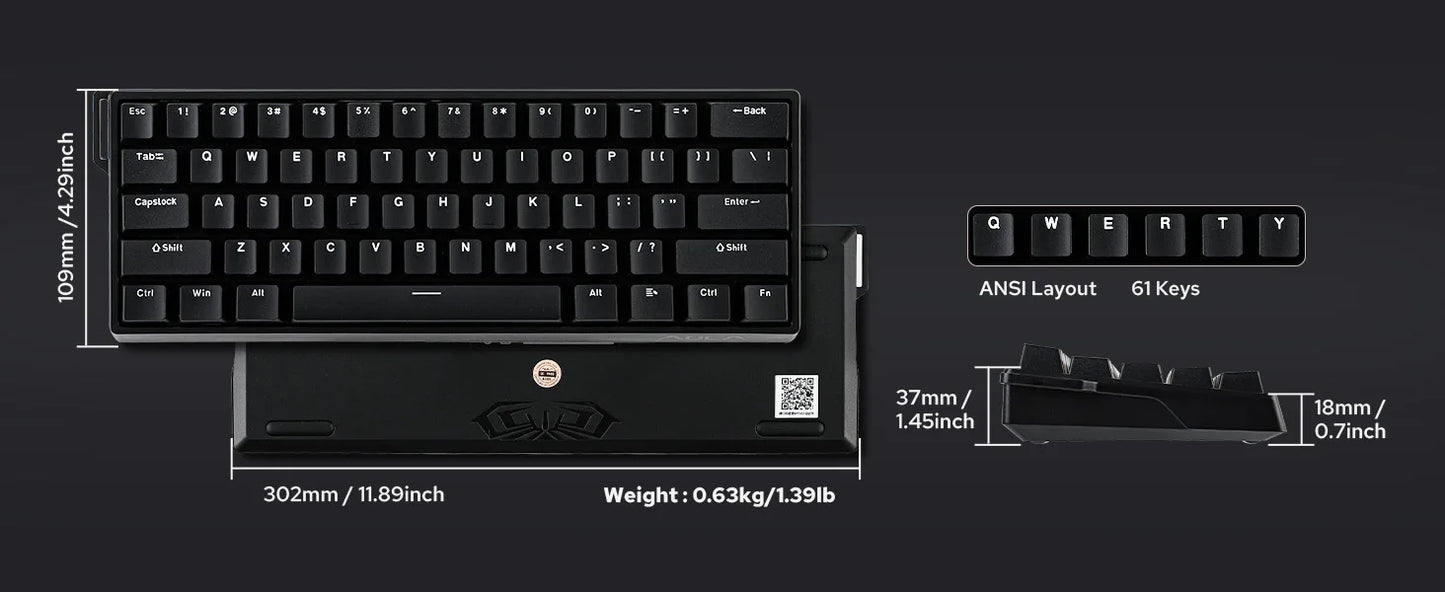 AULA WIN60 HE/WIN60 HE MAX 60% Tastiera meccanica cablata con struttura Tray-Mount hot-swap e switch magnetici Hall Effect