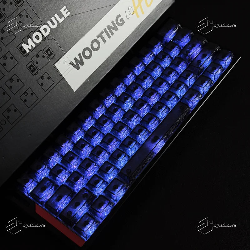 Black Carbon Fiber Translucent Cherry Keycap Kit PC 110 Key Suitable for 61/75/87/104/108 Magnetic Axis Keyboard Wooting