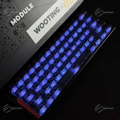 Black Carbon Fiber Translucent Cherry Keycap Kit PC 110 Key Suitable for 61/75/87/104/108 Magnetic Axis Keyboard Wooting
