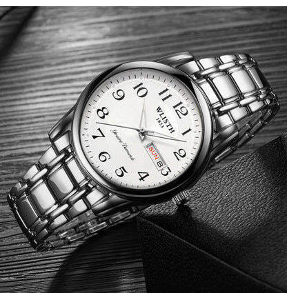 Montre de luxe pour femme, montre à quartz, montre-bracelet numérique, étanche, avec calendrier et affichage lumineux; style mode et professionnel, convient aussi aux hommes.
