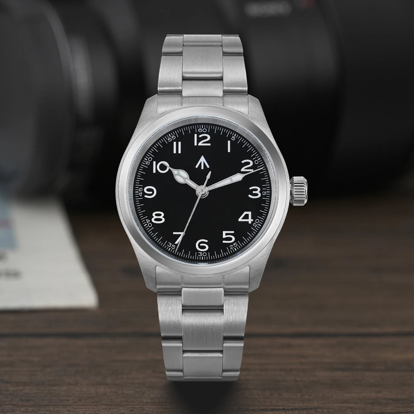Militado ML08 V2 Vintage-Quarzuhr Military VH31-Uhrwerk Doppeltes Saphirglas C3 BGW-9 Leuchtend Wasserdicht 38mm Uhr