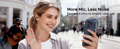 UGREEN ClipBuds Open-Ear Wireless Bluetooth 6.0 Earbuds with 4 Mic Clear Call, 30H Playtime Clip-On Earphones, Waterproof Sport Headphones