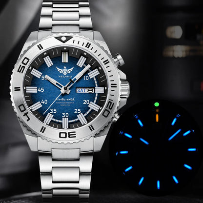 Yelang Watches V1035 44mm Men's Diving Watch Human Kinetic Energy Watch 100m Waterproof Watches Luminous Japan PX83 Sapphire