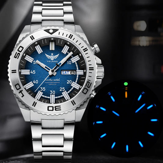 Yelang Watches V1035 44mm Men's Diving Watch Human Kinetic Energy Watch 100m Waterproof Watches Luminous Japan PX83 Sapphire