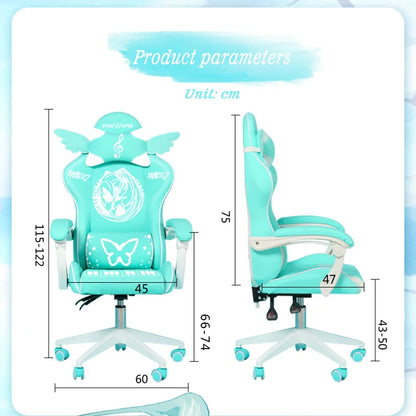 Cute Electronic Music Girl Pink Shilla Gaming Chair Home Office Casual Computer Chair Lifting Rotating Cartoon Chair