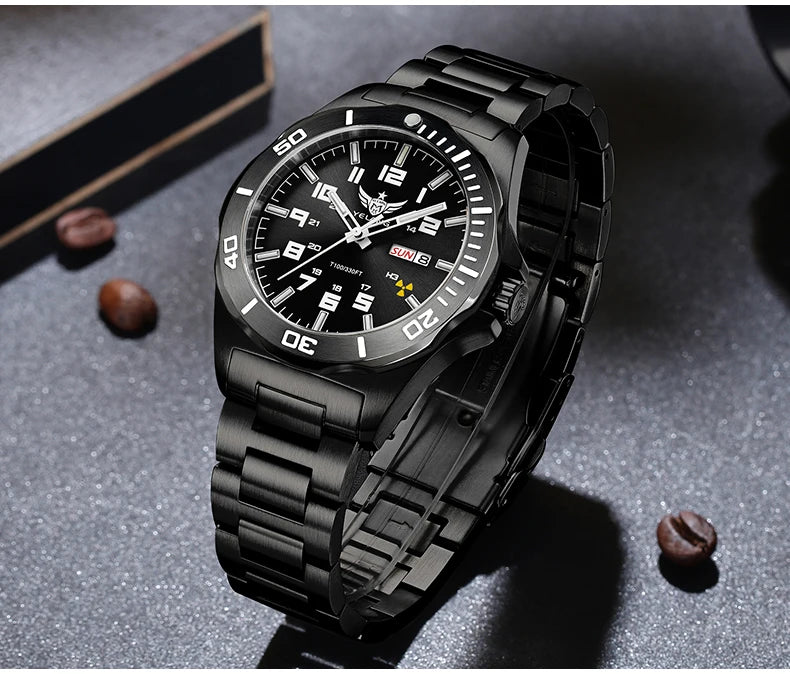 YELANG V1019 Men's Luminous Watch 44mm Mechanical Sapphire Miyota 8205 Automatic Movement 100m Waterproof Diver's Watch for Men