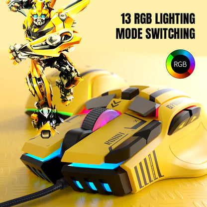 High-end Programmable Gaming Mouse Wired 12800 DPI 12 keys RGB Game Mice for Windows IOS Home Office Laptop PC