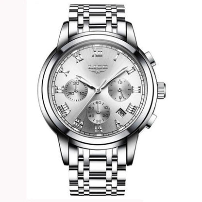 Pánské hodinky LIGE – luxusní chronograf, ležérní sportovní styl, vodotěsné, celokovové, quartzový strojek