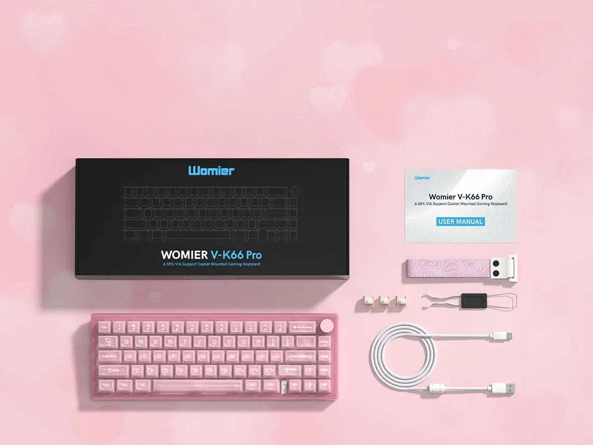 Womier VK66 PRO Pink Hot Swap Gaming Keyboard Gasket Mount RGB Gamer Keyboard Wired QMK/VIA Mechanical Keyboard for Win Mac PC