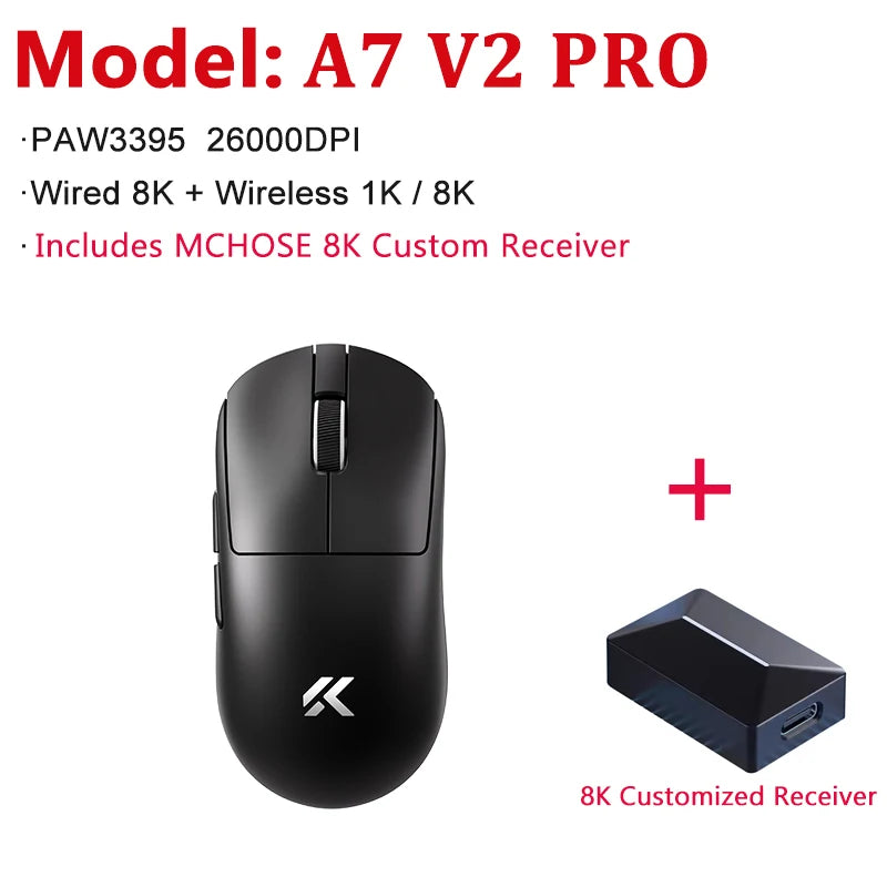 MCHOSE A7 V2 Ultra Pro Wireless Gaming Mouse 42000DPI PAW3950 8K