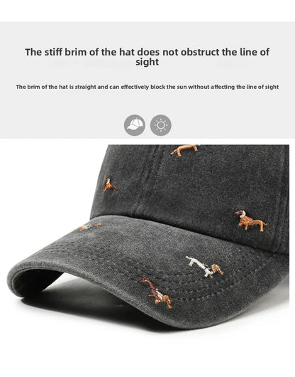 New puppy retro spring and autumn fashion washed Auteng soft top baseball cap, street worn new duckbill hat with embroidery