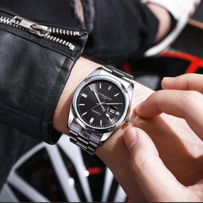 Montre-bracelet pour homme CHRONOS – Marque de luxe, étanche, lumineuse, avec affichage de la date, en acier inoxydable, à mouvement à quartz.