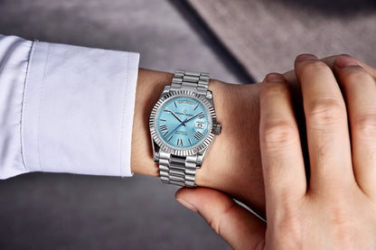 PAGANI DESIGN Luxe herenhorloge met saffierglas, lichtgevende wijzers, roestvrij staal, week- en datumweergave, mechanisch, waterdicht, ST16 herenhorloge