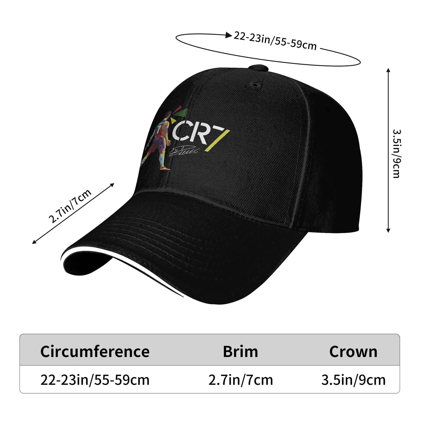 Footbal Ronaldos Baseball Cap Hip Hop Sandwich Hats Unisex Adjustable Sun Hat Running Golf