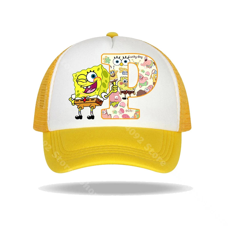 Καπέλο μπέιζμπολ SpongeBob SquarePants για παιδιά και ενήλικες με τυπωμένα γράμματα, καπέλα ηλίου, anime, καρτούν, ρυθμιζόμενα καπέλα με γείσο, καλοκαιρινό καπέλο για καθημερινή χρήση, νέο