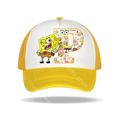 Καπέλο μπέιζμπολ SpongeBob SquarePants για παιδιά και ενήλικες με τυπωμένα γράμματα, καπέλα ηλίου, anime, καρτούν, ρυθμιζόμενα καπέλα με γείσο, καλοκαιρινό καπέλο για καθημερινή χρήση, νέο