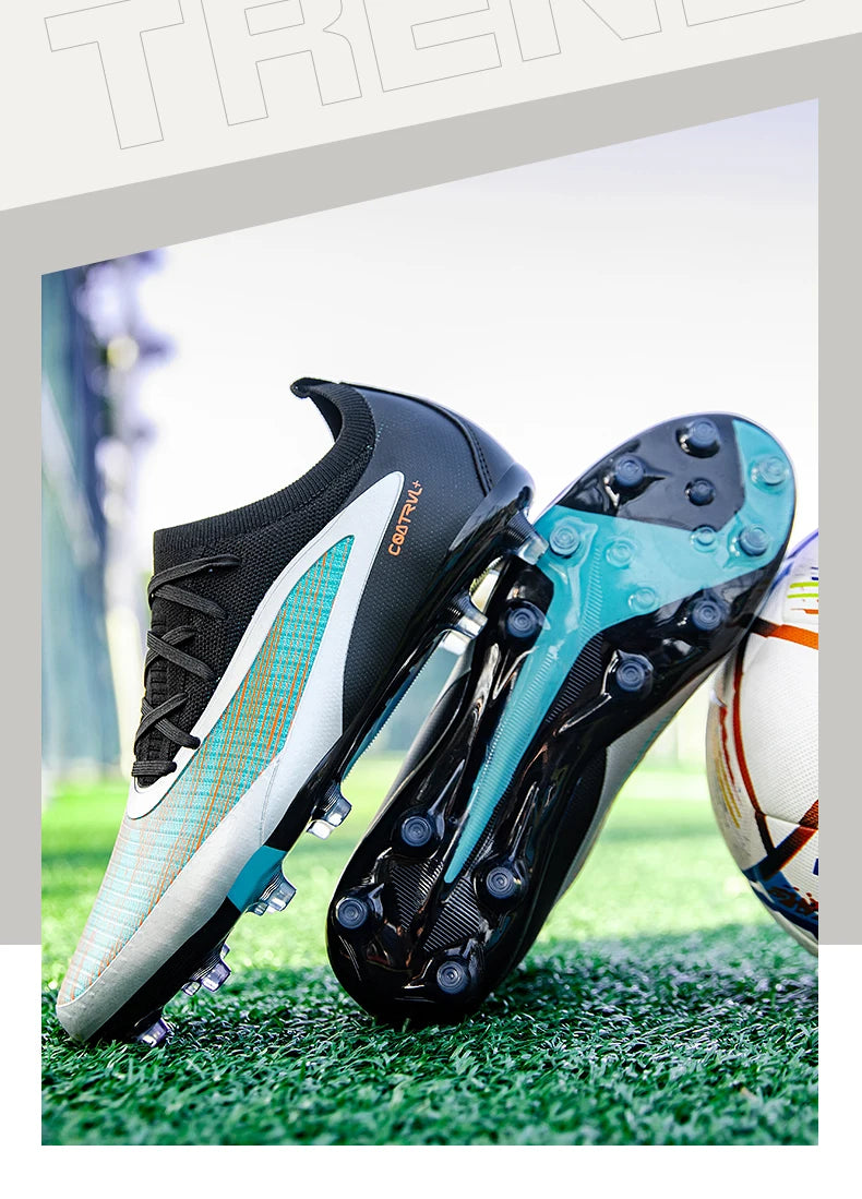 Neue Herren-Fußballschuhe für draußen, atmungsaktive Fußballschuhe für Erwachsene mit rutschfester Sohle, lange Stollen, Sportschuhe für Training, Jungen und Spiel, komfortabel